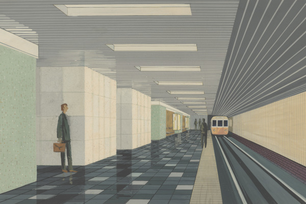 Budapest, M2 metró, Blaha Lujza tér, látványterv, bélyegkép