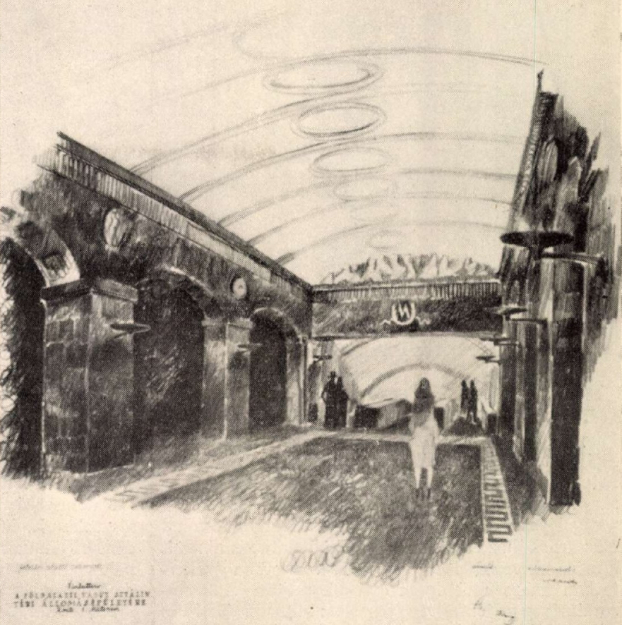 Budapest, M2 metró, Deák Ferenc tér, Magyar Építőművészet, látványterv