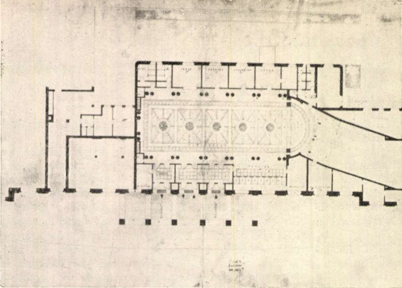 Budapest, M2 metró, Kossuth Lajos tér, Magyar Építőművészet, felszíni állomás alaprajza