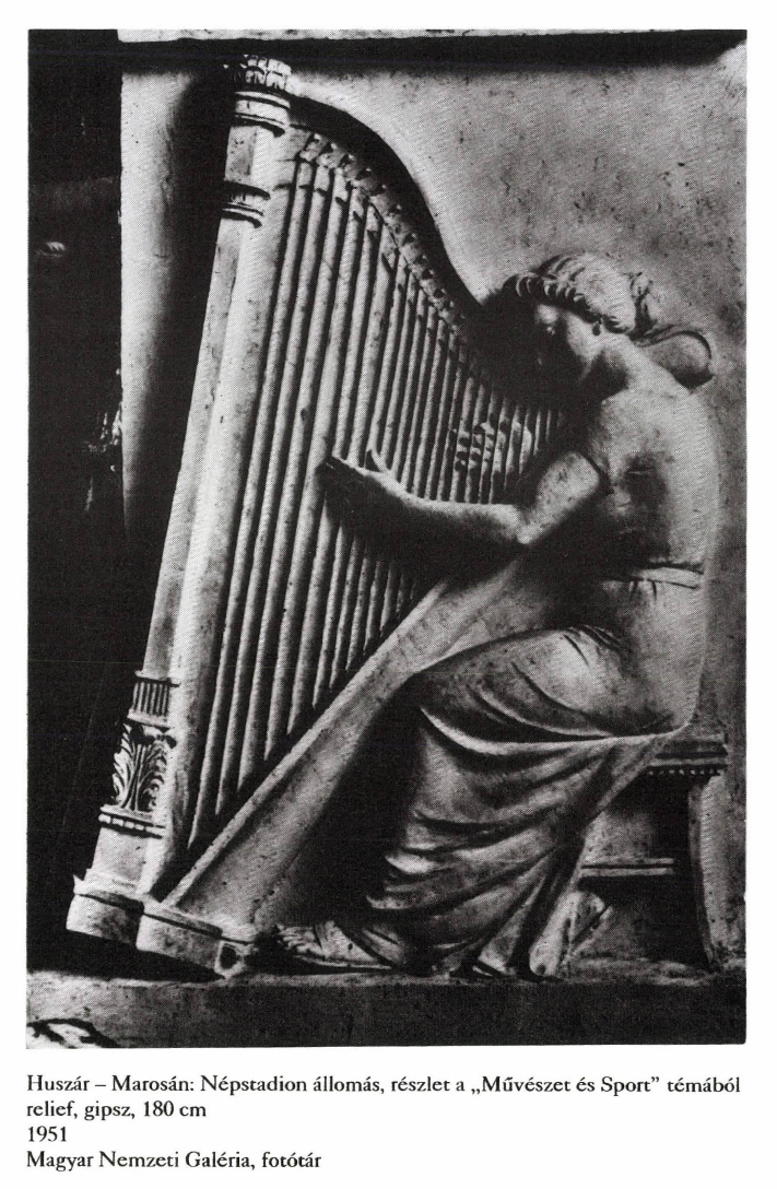 Budapest, M2 metró, Puskás Ferenc stadion, szocreál szobor