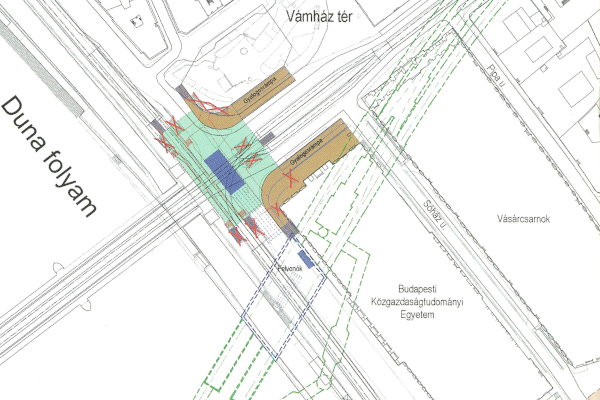Budapest, M4 metró, Fővám tér, helyszínrajz, bélyegkép
