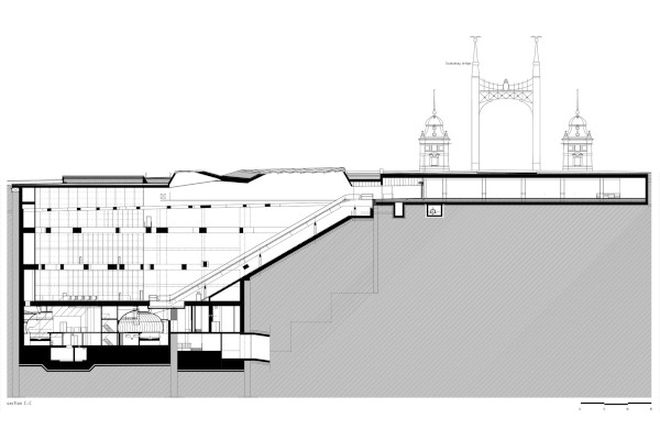 Budapest, M4 metró, Fővám tér, keresztmetszet, bélyegkép