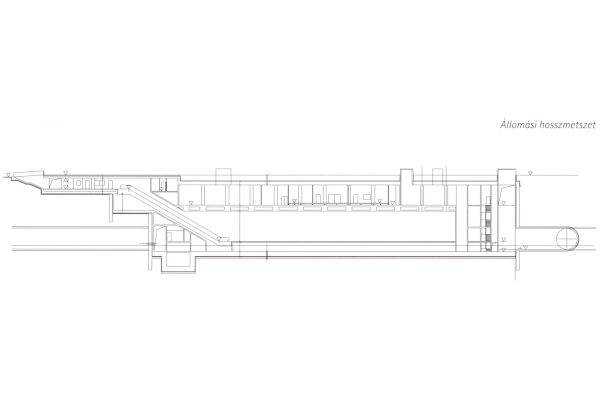Budapest, M4 metró, II. János Pál pápa tér, hosszmetszet, bélyegkép