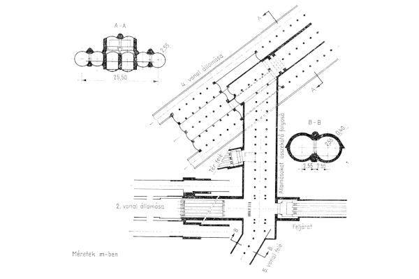 Budapest, M4 metró, Keleti pályaudvar, alaprajz, bélyegkép