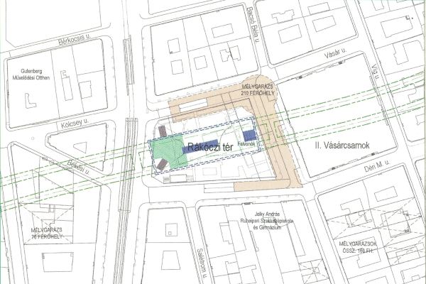 Budapest, M4 metró, Rákóczi tér, helyszínrajz, bélyegkép