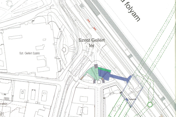 Budapest, M4 metró, Szent Gellért tér, helyszínrajz, bélyegkép