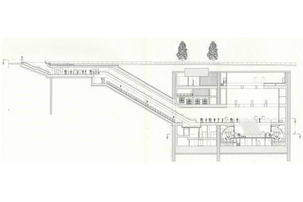 Budapest, M4 metró, Szent Gellért tér, hosszmetszet, bélyegkép