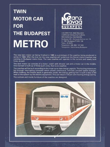 Budapest, Ganz-Hunslet G2, prototípus metró jármű, bélyegkép