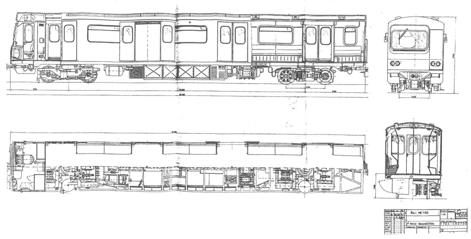 Budapest, Ganz-Hunslet G2, prototípus metró jármű, jellegrajz