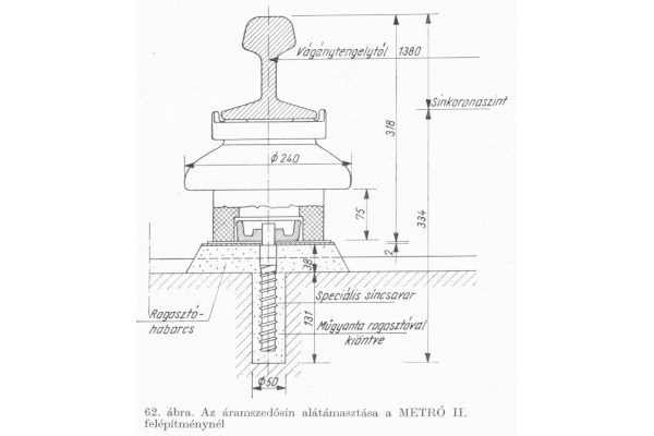 áramszedősín alátámasztása Metró II. felépítménynél, bélyegkép