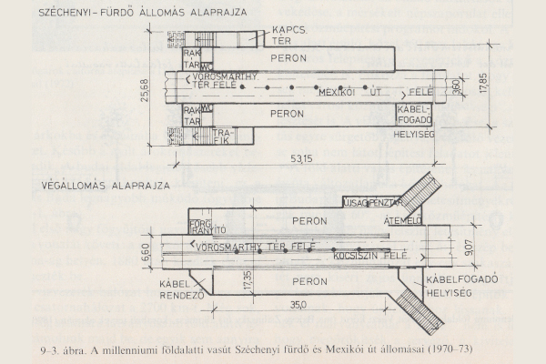 Budapest, M1 metró, Széchenyi fürdő, Mexikói út, alaprajz, bélyegkép