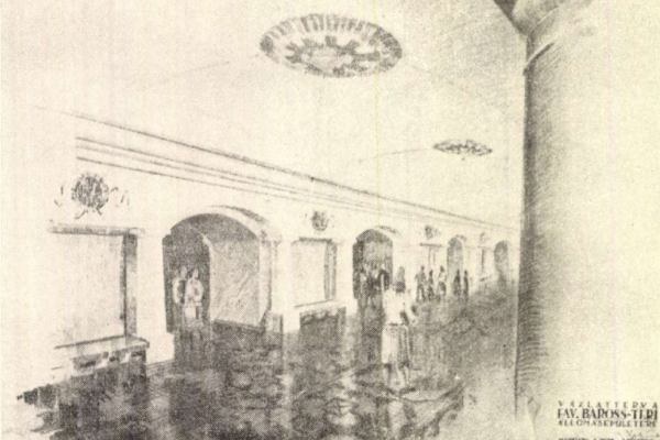 Budapest, M2 metró, Keleti pályaudvar, Magyar Építőművészet, látványterv, bélyegkép