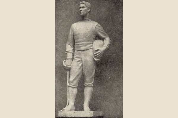 Budapest, M2 metró, Puskás Ferenc stadion, Magyar Építőművészet, szocreál szobor, bélyegkép