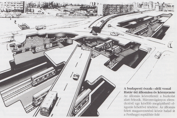Budapest, M3 metró, Határ út, perspektív kép, Sípőczy Lajos, bélyegkép