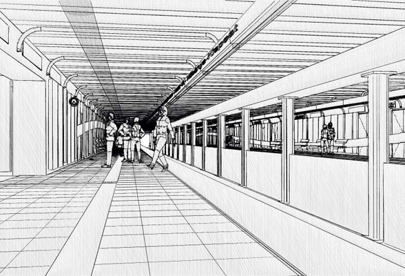 Budapest, M3 metró, Gyöngyösi utca, Ober-Art, látványterv, bélyegkép