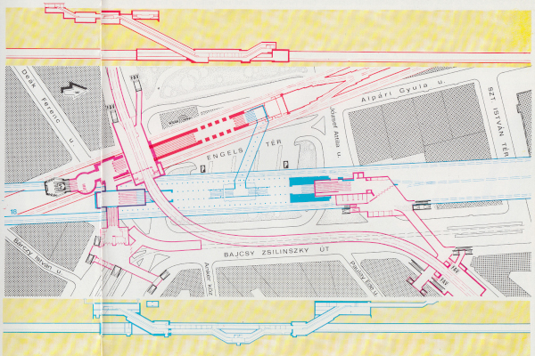 Budapest, M3 metró, Deák Ferenc tér, alaprajz, bélyegkép