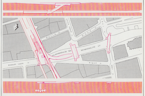 Budapest, M3 metró, Ferenciek tere, helyszínrajz, bélyegkép