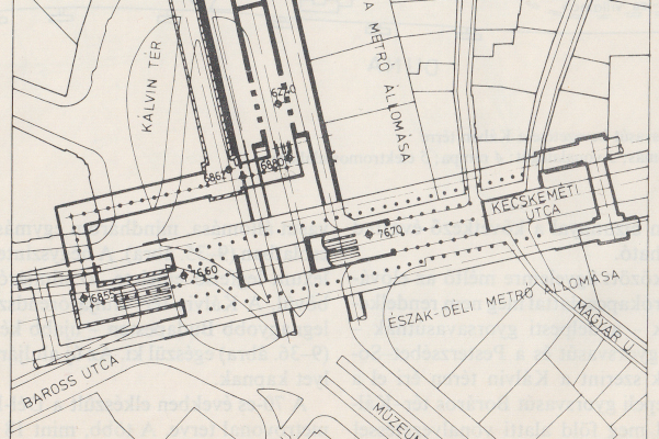 Budapest, M3 metró, Kálvin tér, helyszínrajz, bélyegkép