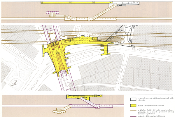 Budapest, M3 metró, Kálvin tér, helyszínrajz, bélyegkép
