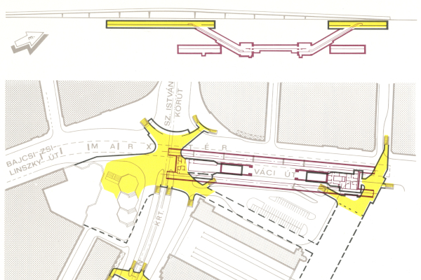 Budapest, M3 metró, Nyugati pályaudvar, helyszínrajz, bélyegkép