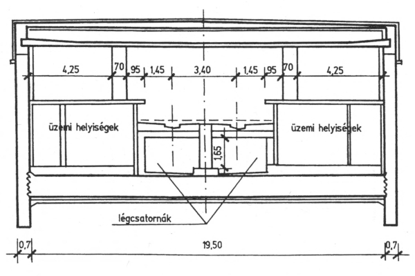 Budapest, M3 metró, Újpest-városkapu, keresztmetszet, bélyegkép