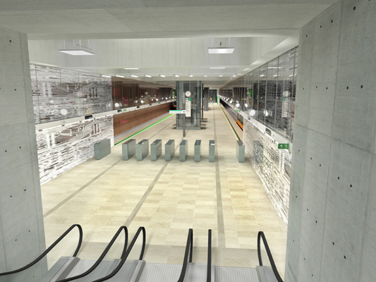 Budapest, M4 metró, Kelenföld vasútállomás, Palatium Stúdió látványterv, bélyegkép