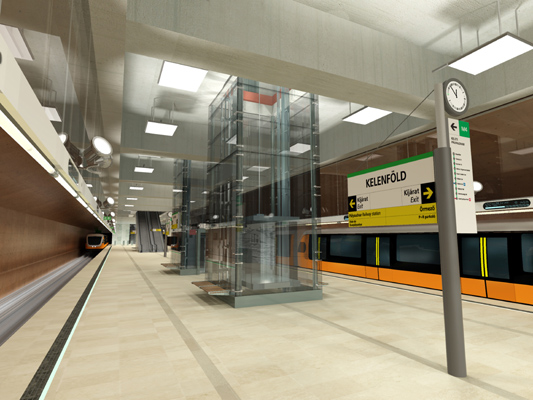Budapest, M4 metró, Kelenföld vasútállomás, Palatium Stúdió látványterv, bélyegkép