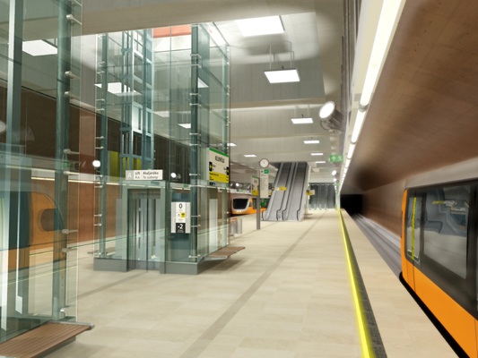 Budapest, M4 metró, Kelenföld vasútállomás, Palatium Stúdió látványterv, bélyegkép