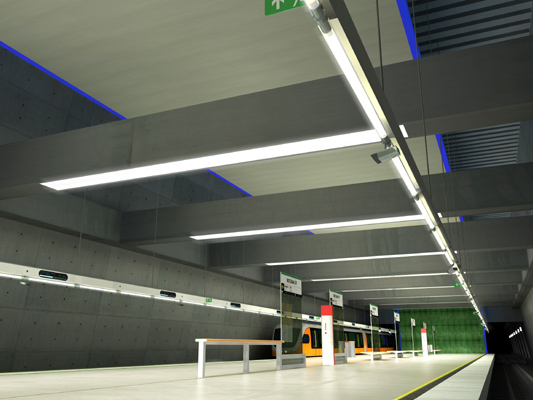 Budapest, M4 metró, Újbuda-központ, Palatium Stúdió látványterv, bélyegkép