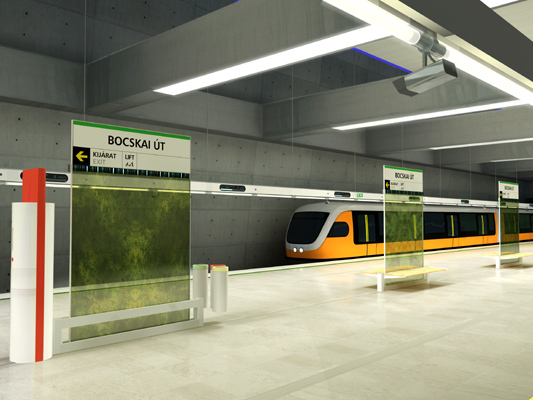 Budapest, M4 metró, Újbuda-központ, Palatium Stúdió látványterv, bélyegkép