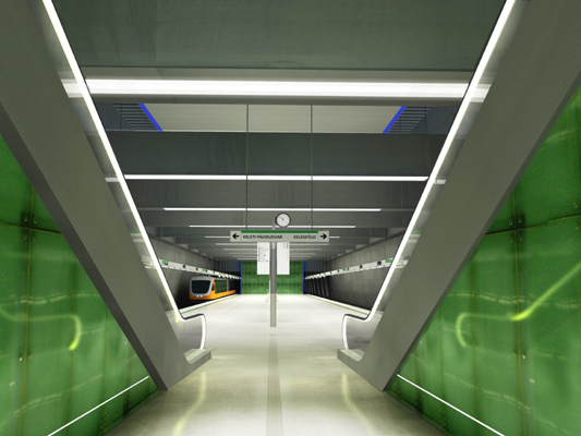 Budapest, M4 metró, Újbuda-központ, Palatium Stúdió látványterv, bélyegkép