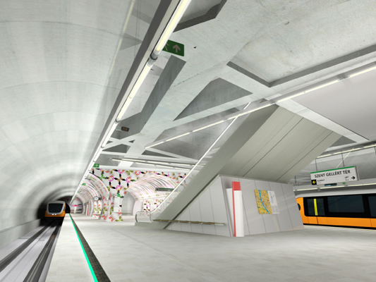 Budapest, M4 metró, Szent Gellért tér - Műegyetem, Palatium Stúdió látványterv, bélyegkép