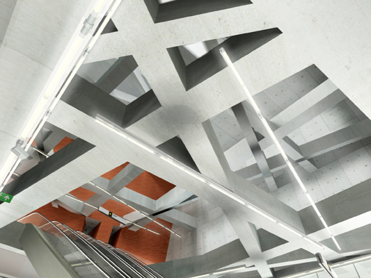 Budapest, M4 metró, Szent Gellért tér - Műegyetem, Palatium Stúdió látványterv, bélyegkép