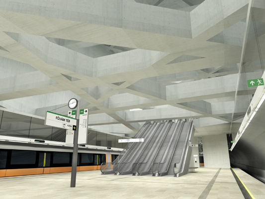 Budapest, M4 metró, Fővám tér, Palatium Stúdió látványterv, bélyegkép