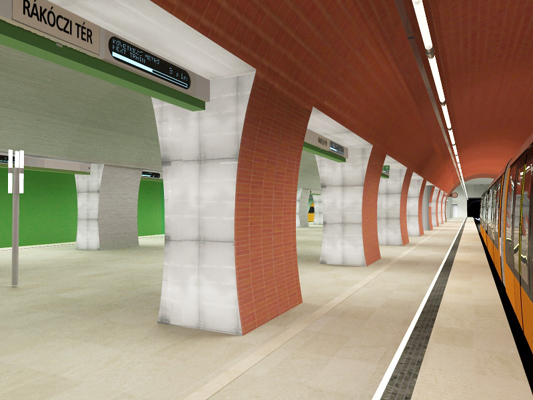 Budapest, M4 metró, Rákóczi tér, Palatium Stúdió látványterv, bélyegkép