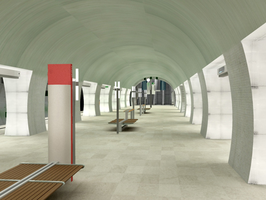 Budapest, M4 metró, Rákóczi tér, Palatium Stúdió látványterv, bélyegkép