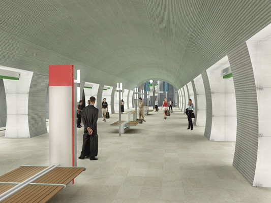 Budapest, M4 metró, Rákóczi tér, Palatium Stúdió látványterv, bélyegkép