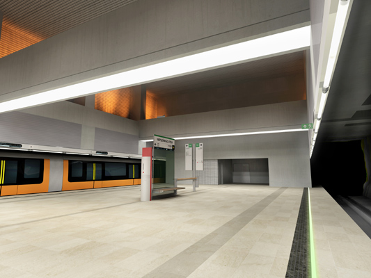 Budapest, M4 metró, II. János Pál pápa tér, Palatium Stúdió látványterv, bélyegkép