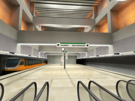 Budapest, M4 metró, II. János Pál pápa tér, Palatium Stúdió látványterv, bélyegkép