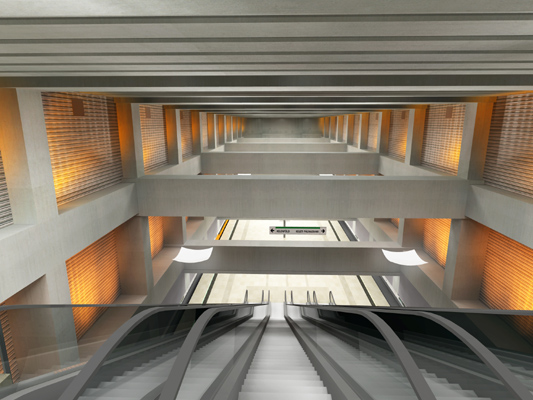 Budapest, M4 metró, II. János Pál pápa tér, Palatium Stúdió látványterv, bélyegkép