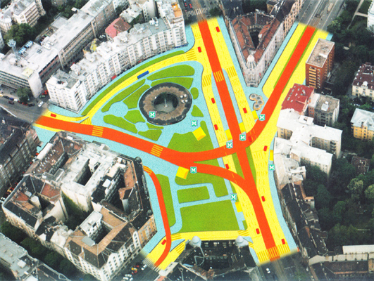 Budapest, M4 metró, Móricz Zsigmond körtér, DBR látványterv, bélyegkép