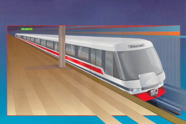 Budapest, Ganz-Hunslet G5, tervezett metró jármű, bélyegkép